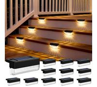 GIGALUMI Luces solares para terraza al aire libre, IP65 impermeable, para escaleras, patio y camino (paquete de 12)