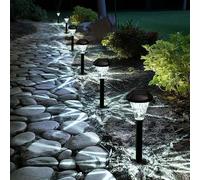GIGALUMI Paquete de 10 luces solares impermeables para exteriores, luces solares mejoradas para exteriores, luz de camino para patio, césped, patio, jardín y paisaje