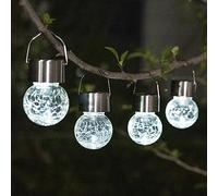 GIGALUMI Paquete de 4 luces solares para exteriores, luces solares colgantes para decoración de Navidad, luces solares de vidrio agrietado para exteriores, impermeables, para jardín, patio, valla,
