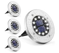 GIGALUMI Solar Ground Lights 12 LEDs 4 Pack Exterior blanco Luces solares en tierra Impermeable para jardín Césped Patio Yard Entrada