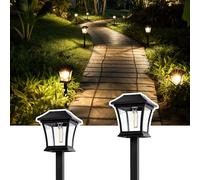 GIGALUMI Solar Pathway Lights 2 Pack Solar Lights, Impermeable al aire libre camino de luz para el jardín Patio Césped Porche Pasarela Backyard Acera (Blanco cálido)