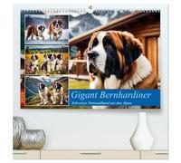 Gigant Bernhardiner (hochwertiger Premium Wandkalender 2026 DIN A2 quer), Kunstdruck in Hochglanz: Schweizer Nationalhund aus den Alpen