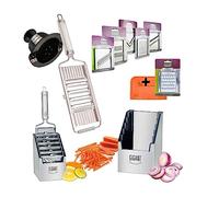 Gigant - Rallador de verduras con 4 compartimentos y 6 piezas adicionales de acero inoxidable