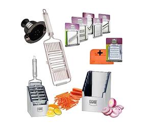 Gigant - Rallador de verduras con 4 compartimentos y 6 piezas adicionales de acero inoxidable