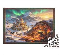 Gigante Fantástico de Montaña Nórdica Puzzle de 1000 Piezas Papel para Adultos Escena Castillo Invierno Relajación Hogar 70x50cm/1000pcs