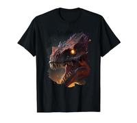 Gigante Que escupe Fuego el temible Dinosaurio Camiseta gráfica económica, Hombre, Negro, L