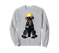 Gigante Schnauzer perro amarillo casco duro equipo de trabajadores de la construcción Sudadera