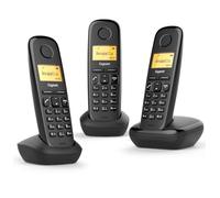 Gigaset A170 Trio - Tres Teléfonos DECT Inalámbrico - Pantalla Gráfica Iluminada - Fácil de Usar - Instalación Sencilla, Negro [Versión Española]