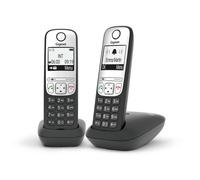 Gigaset A690 Duo - Dos Teléfonos DECT Inalámbrico - Pantalla Gráfica en Blanco y Negro Iluminada - Gran Autonomia, Negro [Versión Española]