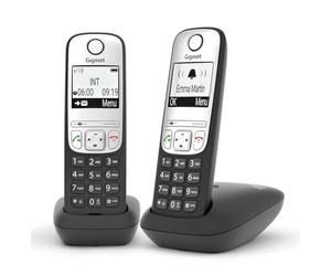 Gigaset A690 Duo Teléfonos DECT Inalámbrico, Gran Autonomía, Negro | Pantalla gráfica iluminada, [Versión Española]