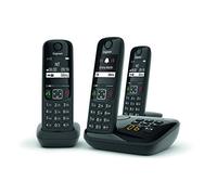 Gigaset AS690A Trio - Teléfono Fijo inalámbrico con contestador, 3 teléfonos, Color Negro