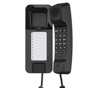 Gigaset Desk 200 - Teléfono con Cable elástico para Ahorrar Espacio - 10 entradas de marcación Corta - Rellamada - Compatible con audífonos - MFV o selección de Pulso Ajustable - Negro