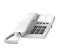 Gigaset Desk 400 - teléfono con Cable elástico, Espacio para 10 entradas de marcación rápida, rellamada, Compatible con audífonos, marcación por Tonos o por impulsos configurable, Color Blanco
