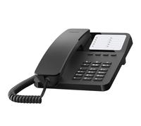 Gigaset Desk 400 - teléfono con Cable elástico, Espacio para 10 entradas de marcación rápida, rellamada, Compatible con audífonos, marcación por Tonos o por impulsos configurable, Color Negro