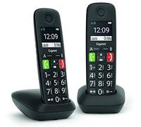 Gigaset E290 Duo - Teléfono Fijo Inalámbrico con Teclas Grandes, Adecuado para Personas Mayores, Pantalla de Alta Visibilidad, Manos Libres, Compatible con Audífonos, Negro