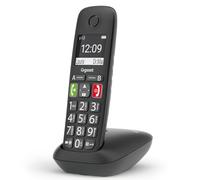 Gigaset E290 - Teléfono DECT Inalámbrico - Botones Grandes - Pantalla Iluminada en Blanco y Negro - Control de Volumen, Negro [Versión Española]