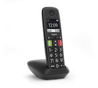 Gigaset E290 - Teléfono DECT Inalámbrico - Botones Grandes - Pantalla Iluminada en Blanco y Negro - Control de Volumen, Negro [Versión Española]