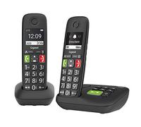 Gigaset E290A Duo Teléfono DECT/analógico Negro Identificador de Llamadas E290A Duo, Teléfono DECT/analógico, Terminal inalámbrico, Altavoz, 150 entradas, Identificador de Llamadas,