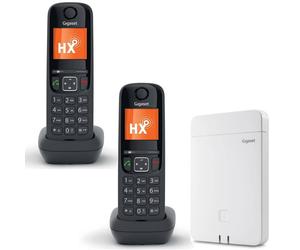 Gigaset Pack Gigaset N670 DECT IP + 2 Gigaset AS690HX Negro Equipo telefónico perfecto para grandes empresas, con dos prácticos teléfonos inalámbricos y un