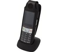 Gigaset R650H / R650 / R630H / R630 / E630H / R630HX - Funda de piel con clip para cinturón de acero fijo