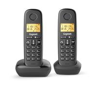 Gigaset Start 120 Duo - Dos Teléfonos DECT - Bloqueo de Llamadas - Pantalla iluminada - altavoz - Lista VIP - Autonomía de hasta 11 horas - Compatible con audífonos, Negro Antracita [Versión Española]
