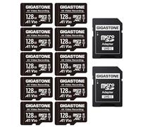GIGASTONE 128GB de 10 Tarjetas Micro SD, Video, Vigilancia, Cámara, Drone, Tarjeta de Memoria MicroSDXC UHS-I Clase 10, 85MB/s, con Adaptador.