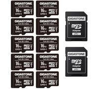 GIGASTONE 16GB Tarjeta de Memoria Micro SD, Paquete de 10, Video Full HD, Cámara de Vigilancia y Seguridad, Cámara de Acción, Drone, 85 MB/s Micro SDHC UHS-I U1 C10 Clase 10
