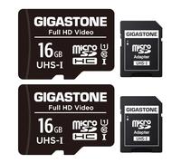 GIGASTONE 16GB Tarjeta de Memoria Micro SD, Paquete de 2, Video Full HD, Cámara de Vigilancia y Seguridad, Cámara de Acción, Drone, 85 MB/s Micro SDHC UHS-I U1 C10 Clase 10