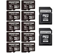 GIGASTONE 32GB Tarjeta de Memoria Micro SD, Paquete de 10, Video Full HD, Cámara de Vigilancia y Seguridad, Cámara de Acción, Drone, 90MB/s Micro SDHC UHS-I U1 C10 Clase 10