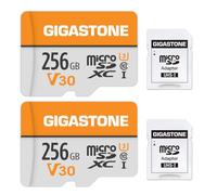 Gigastone Paquete de 2 Tarjetas Micro SD de 256GB, 4K Video Pro, V30 UHS-I Clase 10, 100MB/s, para Vigilancia, Cámaras de Seguridad, Acción y Drones