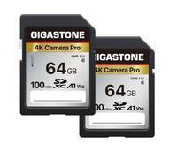 Gigastone - Paquete de 2 tarjetas SD V30 SDXC de 64 GB, tarjeta de memoria de alta velocidad 4K Ultra HD, compatible con c maras digitales Canon,