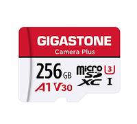 Gigastone - Tarjeta de Memoria (256 GB, cámara de Serie Plus, Velocidad de Lectura de hasta 100 MB/s. Ideal para Full HD vídeo Gopro Drone Cámara Android, A1 Tarjeta Micro SDXC con Mini Estuche y