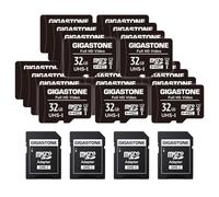 GIGASTONE Tarjeta de Memoria 32GB, 20 Tarjetas, Full HD Video, Compatible con cámaras de Seguridad, cámara de acción, Drone, Alta Velocidad hasta 90 MB/s, Clase 10 MicroSDHC con Adaptador