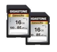 Gigastone - Tarjeta de Memoria SDHC de 16 GB, cámara Pro Serie, Paquete de 2 Tarjetas, Velocidad de hasta 100 MB/s. Compatible con cámara Canon Nikon Sony Videocámara, A1 U1 V10 UHS-I Clase 10 para