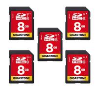 Gigastone - Tarjeta de Memoria SDHC de 8 GB, Juego de 5 Tarjetas, Alta Velocidad para la Reserva de Fotos, vídeos, música, Archivos de Voz, videocámara, grabadora, PC, Mac, Clase 10