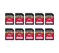 GIGASTONE Tarjeta de Memoria SDXC 128GB Paquete de 10, cámara Plus, Velocidad 100MB/s. Compatible con videocámara, cámara, Canon, Sony, para 4K UHD Video, con 10 Mini Estuches