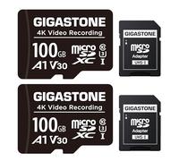 GIGASTONE Tarjeta Micro SD 100GB (Paquete de 2), A1 V30, Grabación de Video 4K, Compatible con Cámara de Seguridad, Dash CAM y Dron, MicroSDXC UHS-I hasta 100MB/s, con Adaptador