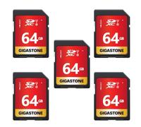 GIGASTONE Tarjeta SD 64GB Paquete de 5 Tarjetas, con 5 Minicajas, SDXC UHS-I U1 Clase 10, Velocidad Full HD Video Canon Kodak Olympus Cámara Digital