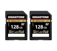 GIGASTONE - Tarjeta SD de 128 GB, paquete de 2 unidades, cámara 4K Extreme, A2 V30 U3 C10 SDXC de alta velocidad, compatible con cámara digital Canon Pentax, Kodak Olympus