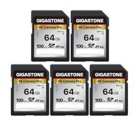 Gigastone - Tarjetas de Memoria SD V30 SDXC de Alta Velocidad 4K Ultra HD UHD Vídeo Compatible con cámara Digital Canon, Nikon, Sony, Pentax, Kodak, Olympus, Panasonic