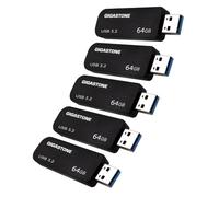 GIGASTONE Z30 - Paquete de 5 Unidades Flash USB 3.2 Gen 1 de 64 GB, Unidad Flash de diseño retráctil sin Tapa, Unidad de Pulgar Estilo Fibra de Carbono, Rendimiento fiable y Duradero, Compatible con