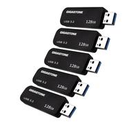 Gigastone Z30 Paquete de 5 USB 3.2 Gen1 de 128 GB, Unidad Flash con diseño retráctil sin Tapa, Estilo de Fibra de Carbono, Rendimiento fiable y Duradero, con Interfaz USB 2.0/USB 3.0/USB 3.1