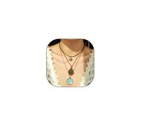 GIGB PBDK Collar bohemio con colgante de turquesa de tres capas, collar vintage de cristal verde sol, collar ajustable de cuero occidental con cuerda de ante para mujer, Large, Acero aleado, No es una