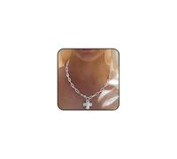 GIGB PBDK Collar de cruz de oro, regalo para cristianas, mujeres, grueso, delicado, cruz, cadena de clip, cadena de moda, joyería religiosa para bautismo, Grande, Metal, No es una piedra preciosa