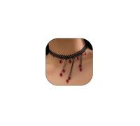 GIGB PBDK Collar gótico de borla de cristal de sangre para mujer, vintage, multicapa, colgante de lágrima roja, gargantilla exagerada, collar de vampiro, accesorios de fiesta de Halloween, L, Metal