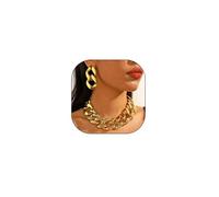 GIGB PBDK Juego de joyas gruesas de oro para mujer, collar cubano grande exagerado, aretes de cadena de eslabones acrílicos, aretes colgantes, accesorio de joyería de hip hop, L, Acrílico, No es una