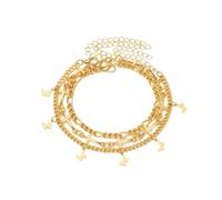 GIGB PBDK Juego de pulseras de mariposa con cruz en capas doradas para mujer, vintage, cadena Figaro gruesa, crucifijo, pulseras apilables, joyería de Halloween, L, Metal, No es una piedra preciosa