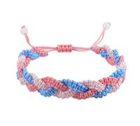 GIGB PBDK Pulsera de cuerda tejida colorida hecha a mano con diseño de macarrón, ajustable, apilable, a la moda, para cumpleaños, amistad, pareja, regalo de joyería, L, Acero aleado, No es una piedra