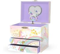 Giggle & Honey Joyero Musical de Unicornio para Niñas - Caja de Música Infantil con Unicornio Giratorio, Regalo de Cumpleaños Unicornio para Niñas, 17,1 x 13,3 x 15,2 cm - Edades 3-10