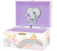 Giggle & Honey Joyero Musical de Unicornio para Niñas - Caja de Música Infantil con Unicornio Giratorio, Regalo de Cumpleaños Unicornio para Niñas, 15,2 x 11,8 x 8,9 cm - Edades 3-10